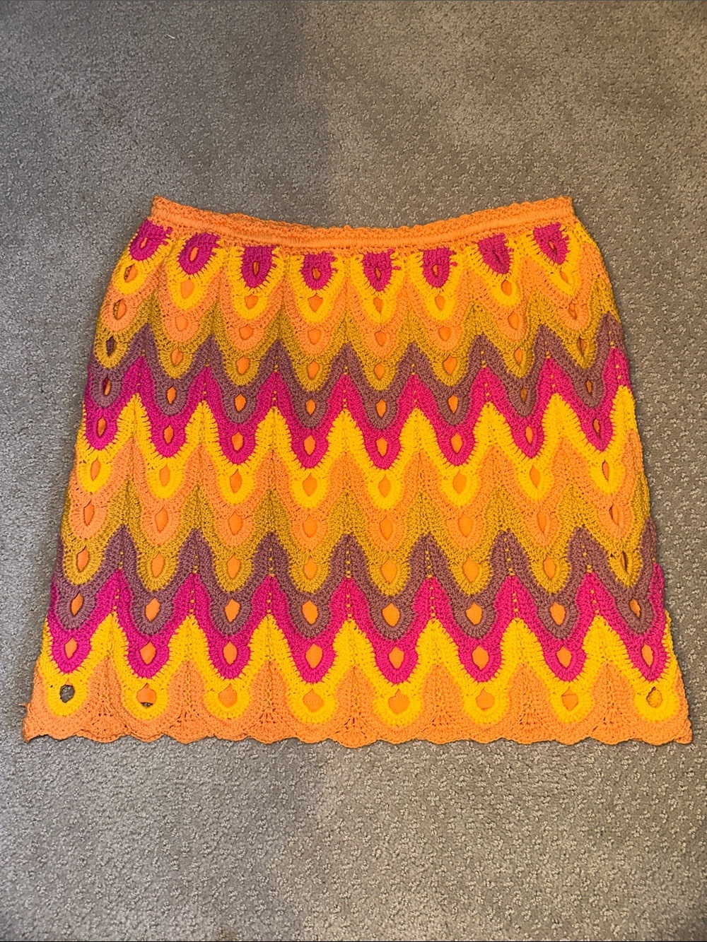 EUC! Free People Vibrant Chevron Crochet Skirt